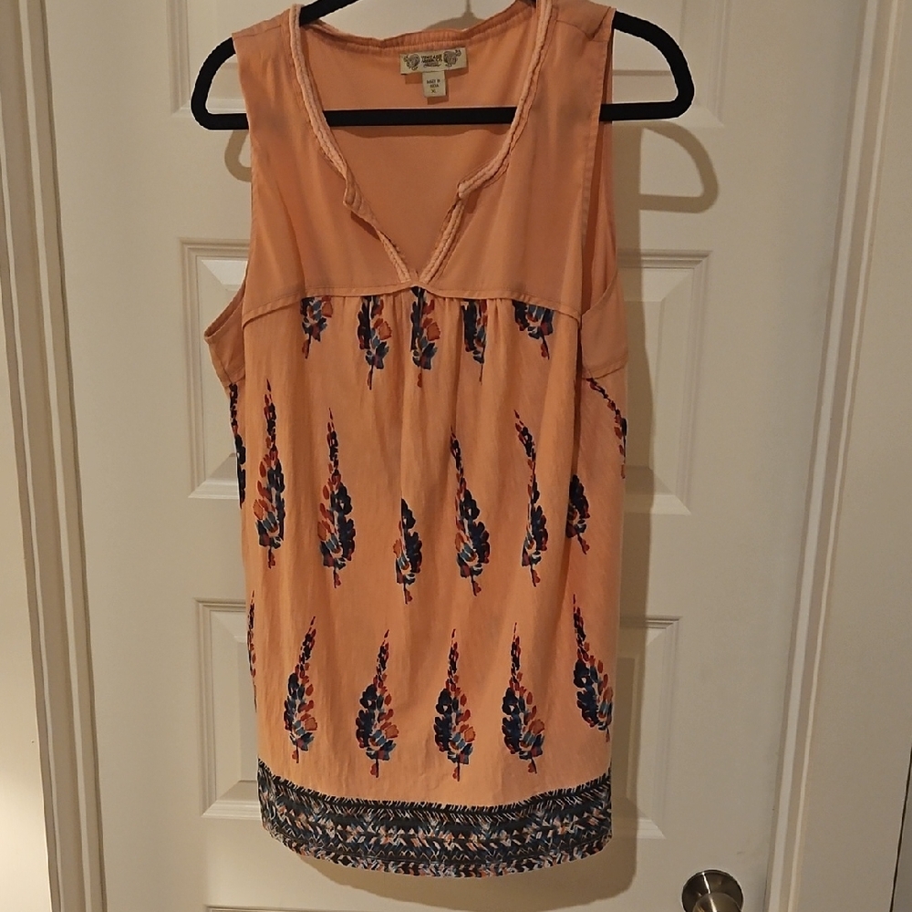 VINTAGE AMERICA SZ XL  Orange Pink Sleeveless Tank Top.  COULD BE MATERNITY!!
